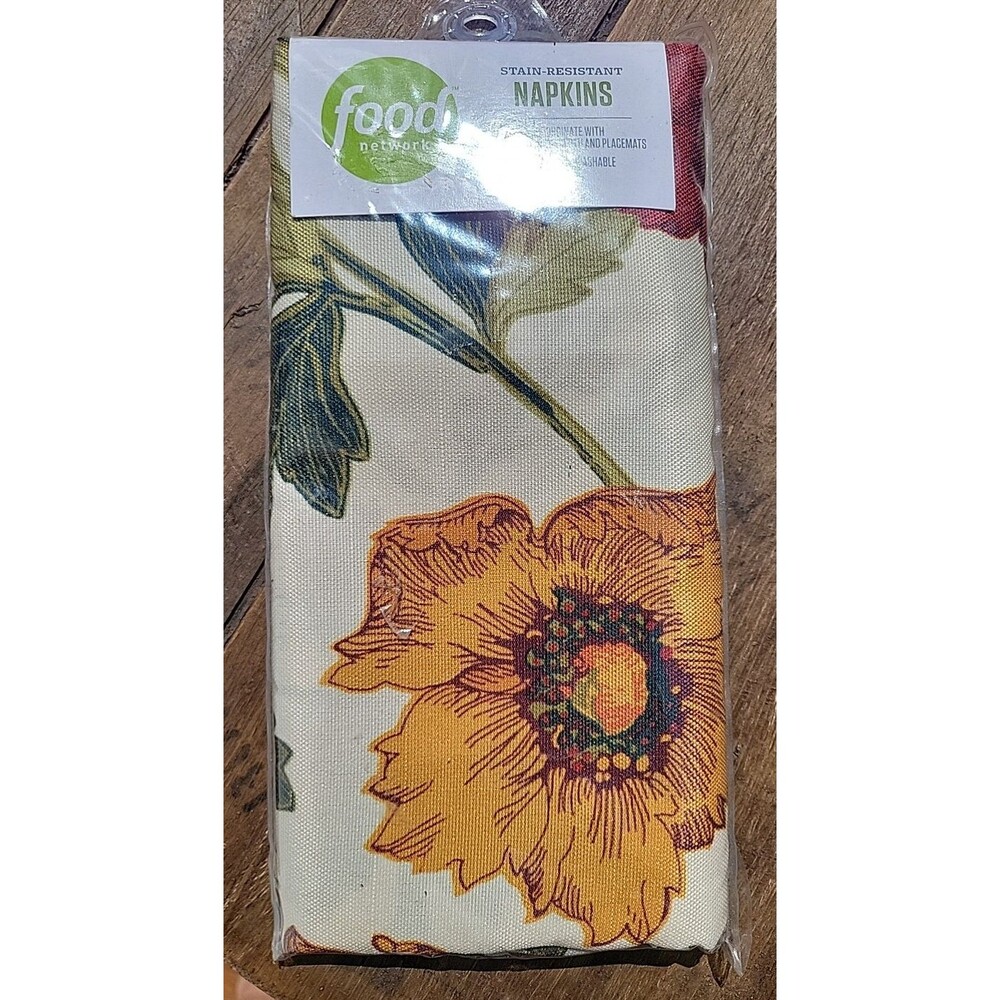 Food Network Napkins 20" x 20" Harvest Floral Printed Stain Resistant set of 4